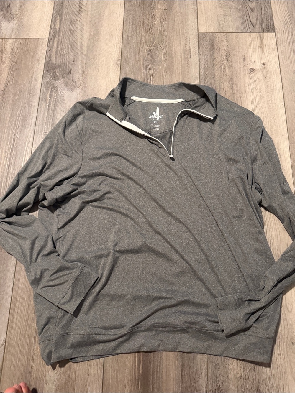 johnnie-O Men's Zip-Up Pullover - Heather Gray with White Trim